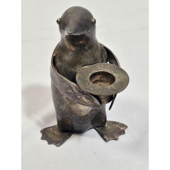 Restoration Hardware RH Silver Plate Brass Penguin Top Hat Set Of 3 Patina VTG - Picture 11 of 13